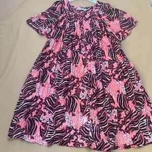 Go Softly Women's Patio Dress Pockets House Muu Muu Boho XL Pink Zebra Button Up